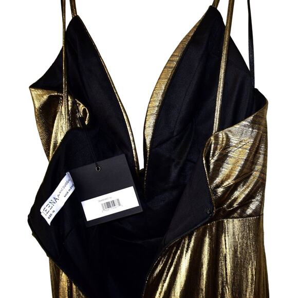 C0 NWT IEENA FOR MAC DUGGAL Metallic Spaghetti Strap Gown Dress Size 10 $338 - Picture 8 of 10